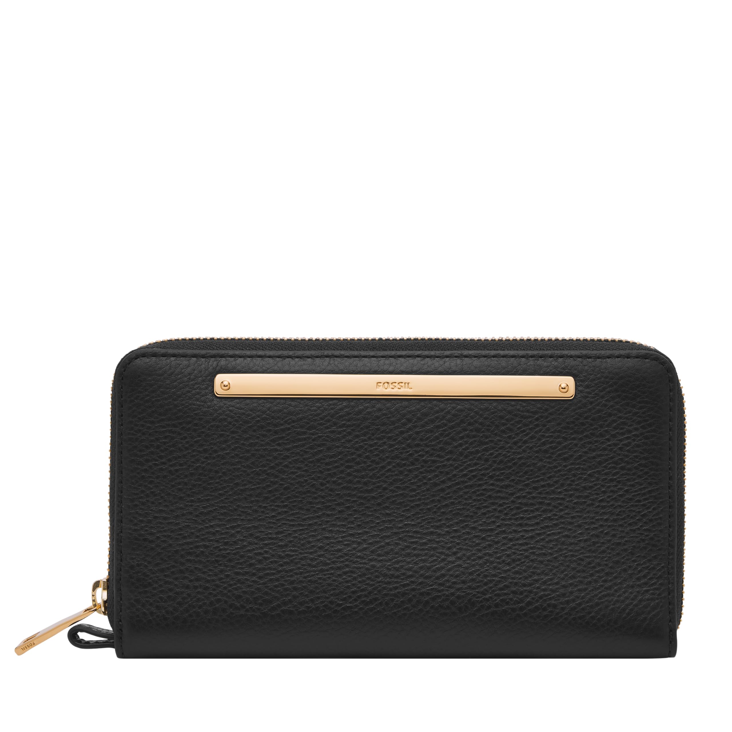 Fossil Women's Liza Leather Wallet Zip Around Clutch with Wristlet Strap, Black (Model: SL7878G001)