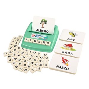 BOHS Italian Literacy Wiz Fun Game - See and Hide Spelling - 60 Flash Cards - Preschool Language Learning Educational Toys