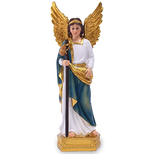 QIANLING 8in Archangel Raphael Statue, Catholic Gift Archangel Raphael Figurines, Religious Cure Archangel Raphael Statues, Suitable for Religious and Home Decor Filling Indoor Space