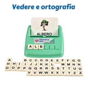 BOHS Italian Literacy Wiz Fun Game - See and Hide Spelling - 60 Flash Cards - Preschool Language Learning Educational Toys