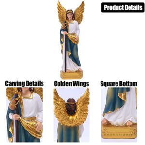 QIANLING 8in Archangel Raphael Statue, Catholic Gift Archangel Raphael Figurines, Religious Cure Archangel Raphael Statues, Suitable for Religious and Home Decor Filling Indoor Space