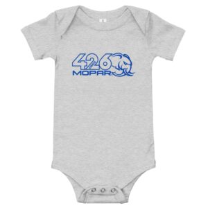 mopar hemi 426 hellephant baby bodysuit - grey, size 3-6 months