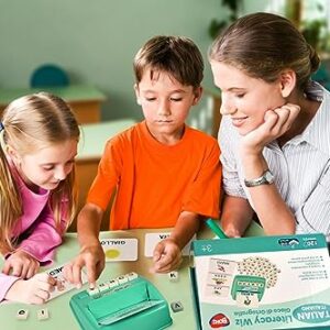 BOHS Italian Literacy Wiz Fun Game - See and Hide Spelling - 60 Flash Cards - Preschool Language Learning Educational Toys