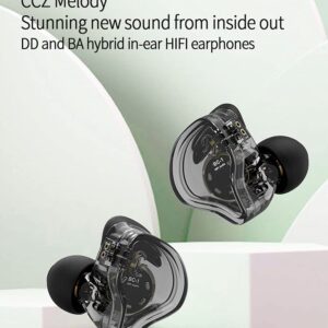 KeepHiFi CCZ Melody IEM Earphones Monitors Hybrid In Ear Headphones 1BA+1DD In Ear Monitors Headphone Wired Professional in Ear Earbuds Wired for Musicians Singers Guitarist Audiophiles (Black No Mic)