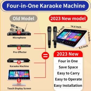 2023 New Karaoke Machine,15.6 Inch Touch Screen Phone App Control Free Cloud Download Songs All in One Karaoke System with Mic, KTV Singing Chinese Karaoke Player for Home Party,8T,White