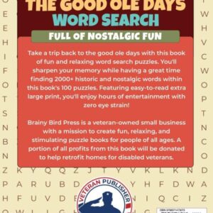 The Good Ole Days Word Search: Large Print Wordfind Puzzle Games Full of Nostalgic Fun for Adults and Seniors (Wordsearch Book)