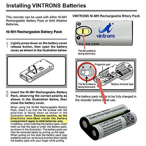 VI VINTRONS Battery for Olympus DS-2300, DS-3300, DS-4000, DS-5000, DS-5000ID, BR-402, BR-403,