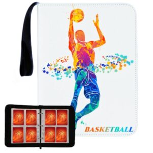 fuyunlai 3 pocket faux leather basketball card binder with removable sleeves, 400 card capacity