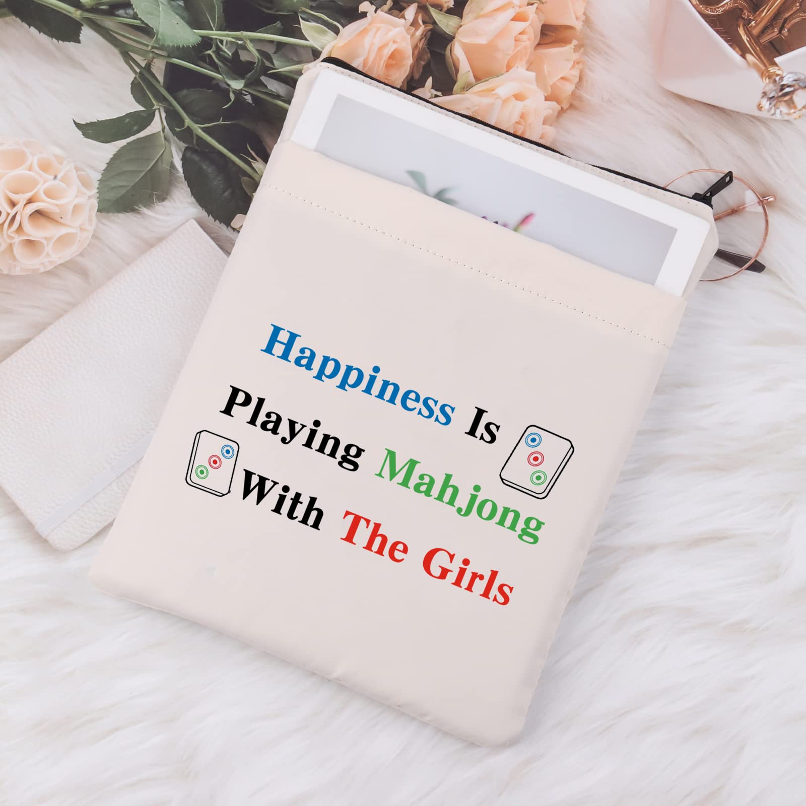 MNIGIU Funny Mahjong Bag with Pocket Mahjong Lover Gift Board Game Fan Gift Lucky Mahjong Girl Gift