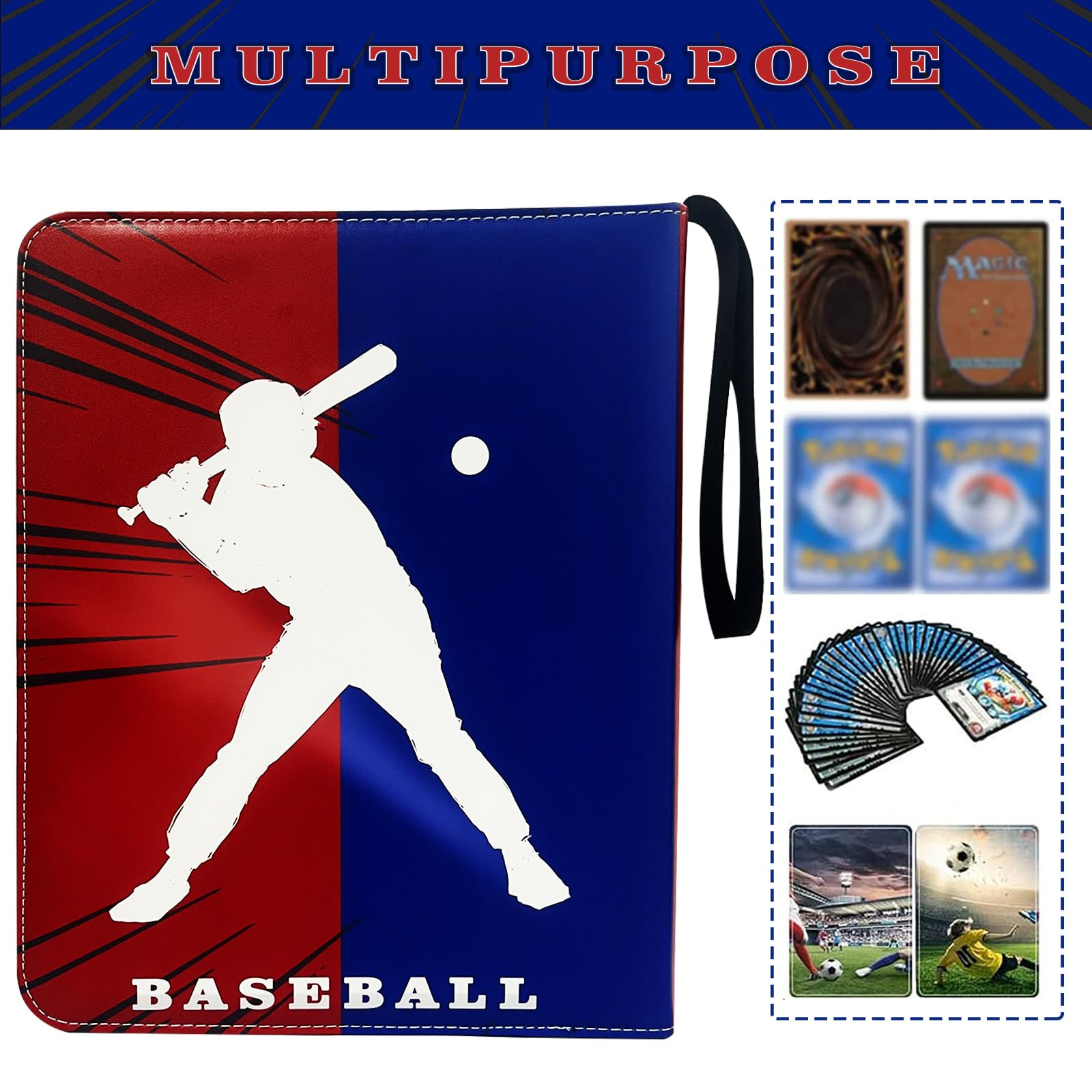 900 Pockets Baseball Cards Binder,Trading Cards Holder Card Collectors Album,Trading Card Binder 9 Pocket with 50 Removable Sleeves for Baseball Card and Sports Card