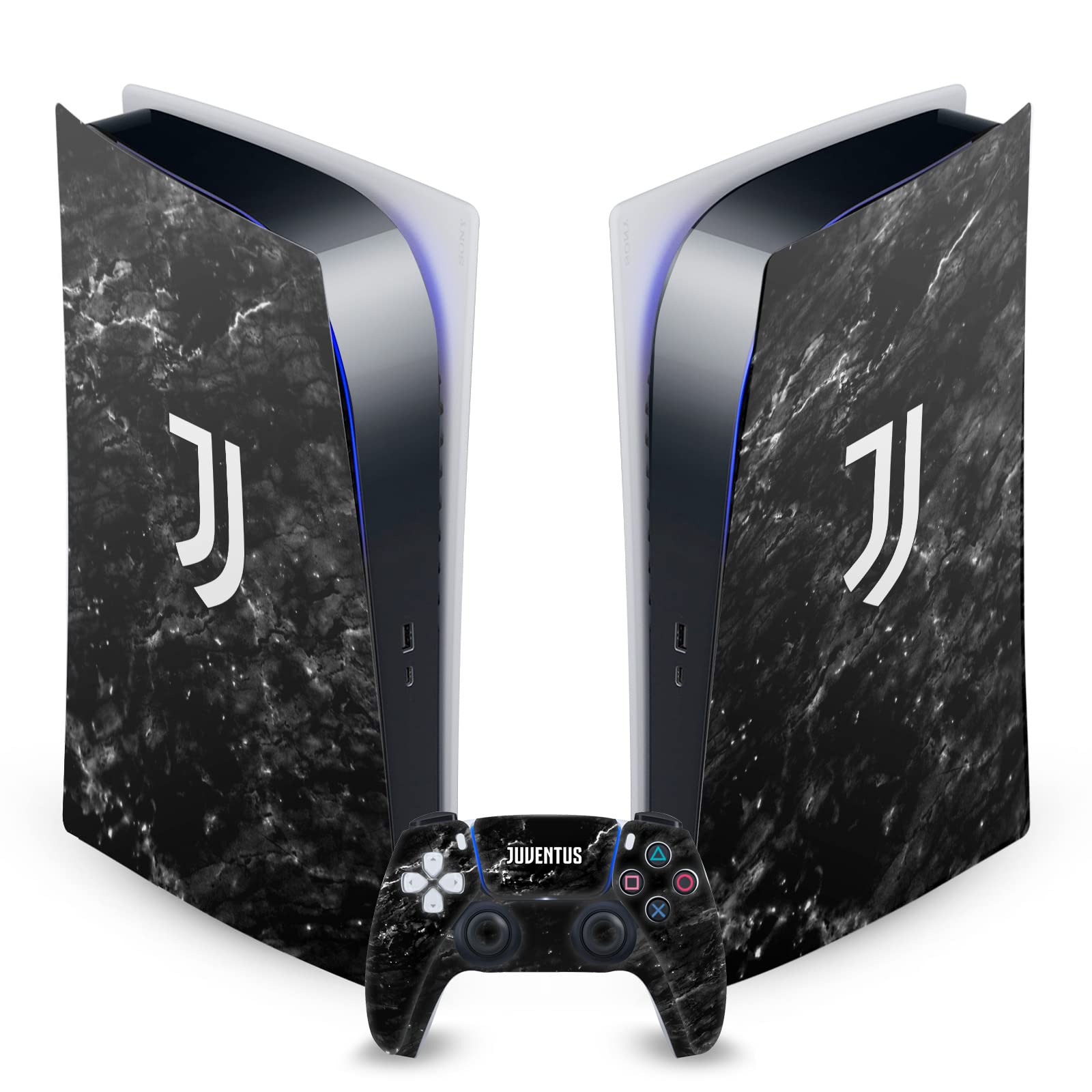 Head Case Designs Officially Licensed Juventus Football Club Black Marble Art Vinyl Faceplate Gaming Skin Decal Compatible With Sony PlayStation 5 PS5 Digital Edition Console and DualSense Controller