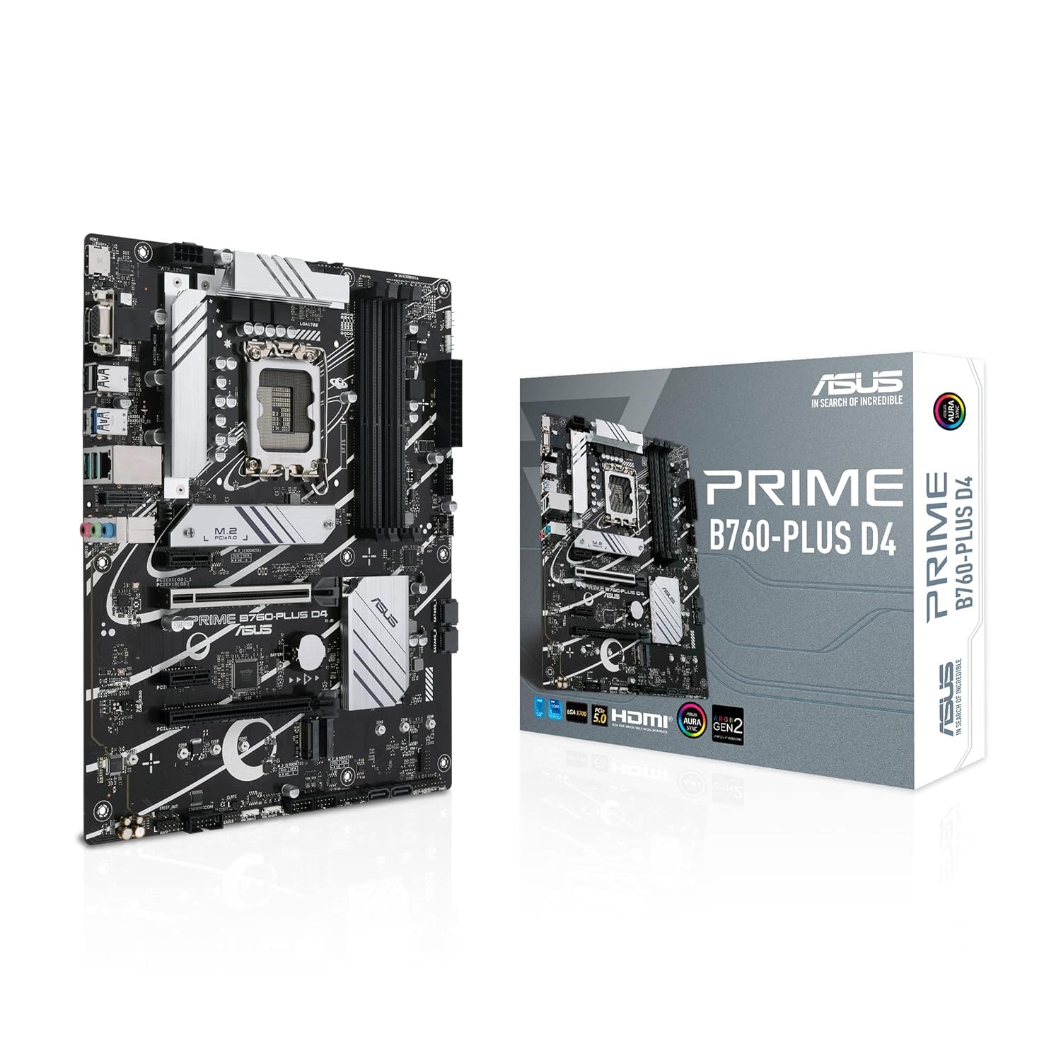 ASUS Prime B760-PLUS D4 Intel (13th and 12th Gen)LGA 1700 ATX motherboard PCIe 5.0,3xPCIe 4.0 M.2 slots,DDR4,2.5Gb LAN,DisplayPort,USB 3.2 Gen 2x2 Type-C,front USB 3.2 Gen 1 Type-C,Thunderbolt (USB4®)