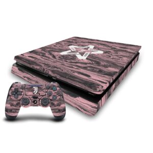 head case designs officially licensed juventus football club black & pink marble logo art vinyl sticker gaming skin decal compatible with sony playstation 4 ps4 slim console and dualshock 4 controller