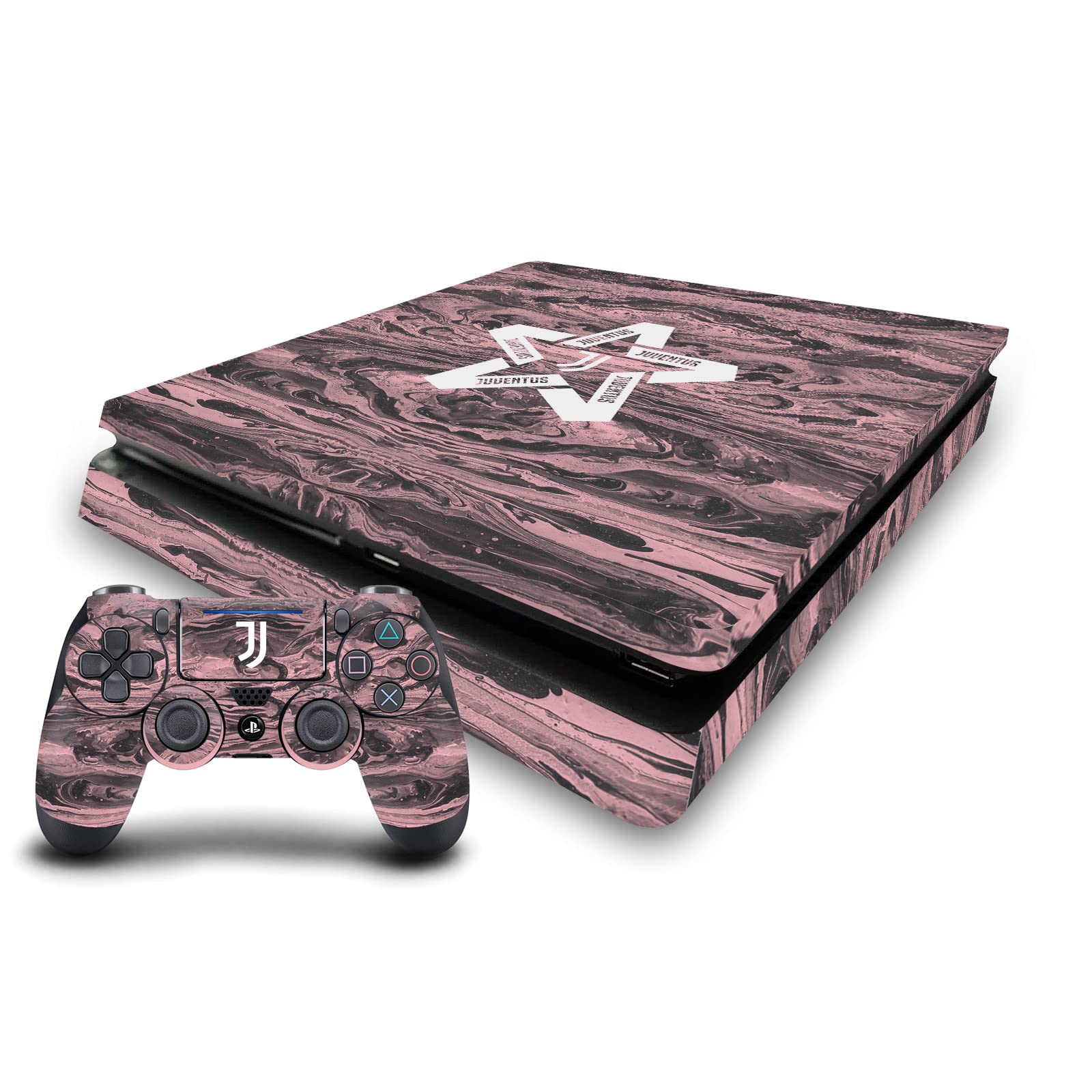 Head Case Designs Officially Licensed Juventus Football Club Black & Pink Marble Logo Art Vinyl Sticker Gaming Skin Decal Compatible With Sony PlayStation 4 PS4 Slim Console and DualShock 4 Controller