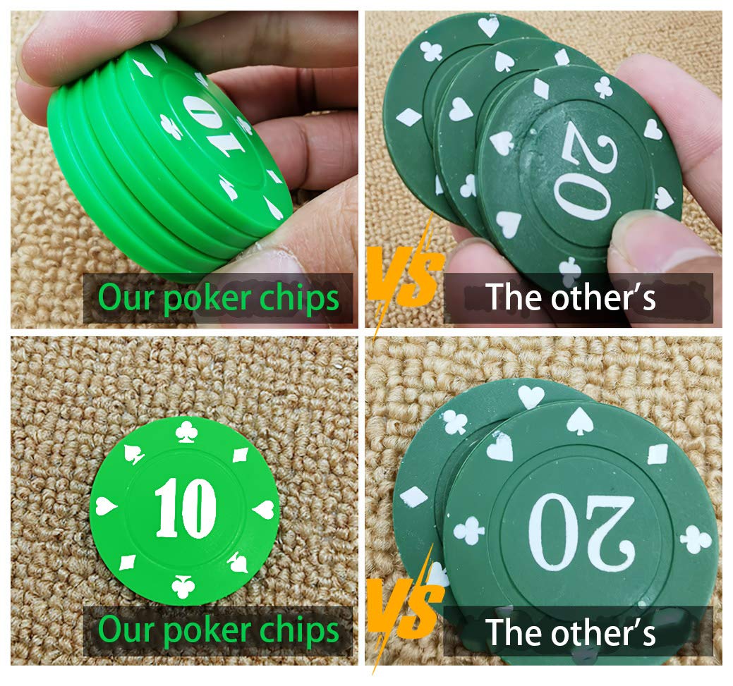 Plastic Poker Chips 300 Poker Chip Set with Storage Box,Denomination Printed Casino Style Chip for Texas Home Game Nights,Holdem Poker Nights,Blackjack or Roulette Games,Casino Parties (300 pcs)