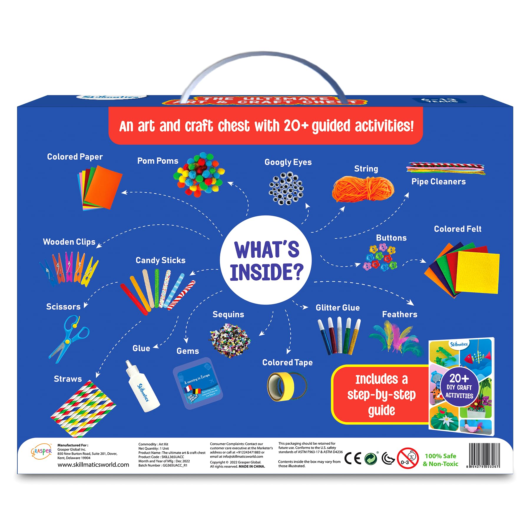 Skillmatics Ultimate Art & Craft Activity Kit, 2000+ Pieces, Art & Craft Supplies, DIY Creative Activity, Step-by-Step Guide, Gifts for Girls & Boys Ages 6, 7, 8, 9, 10, 11, 12, 13