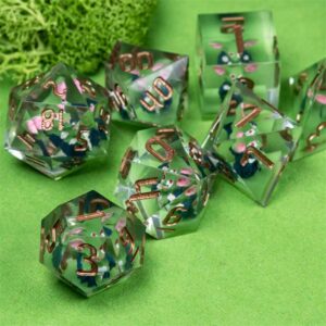 Goblin Monster Sharp DND Dice Set with Leather Dice Box | for Dungeons and Dragons, D&D, Sharp Edge, D20 Polyhedral Resin Dice, Dungeons and Dragons Gifts, Accessories