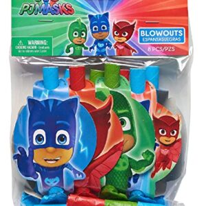 Amscan PJ Masks Birthday Party Supplies Bundle includes Party Blowouts - 16 Count and 1 Dinsaur Sticker Sheet