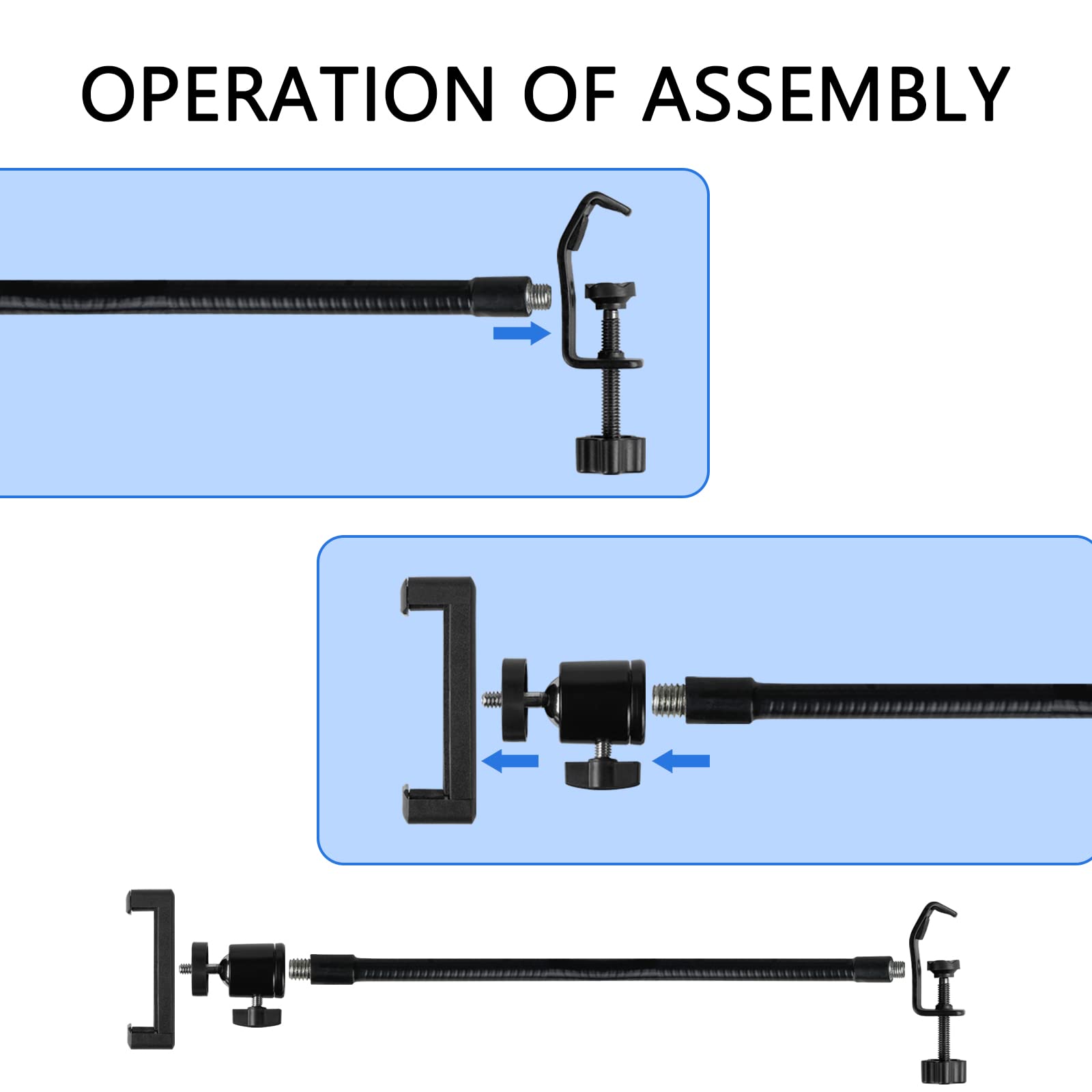 Geekria for Creators Flexible Mobile Phone Holder for Microphone Boom Arm, Mic Stand Gooseneck Smartphone Mount Compatible with íPhone 14, 14 Plus, 13, SAMSUNG Galaxy S22 Ultra (2 Pack)