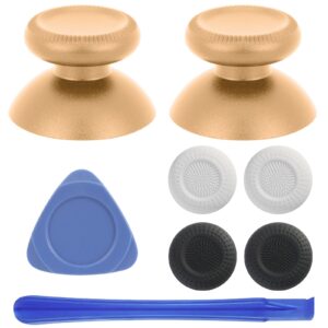 VRbrother 2Pcs Replacement Rocker Metal Analog Joystick Thumbstick Mushroom Caps Repair for Meta Oculus Quest 2 (Gold)