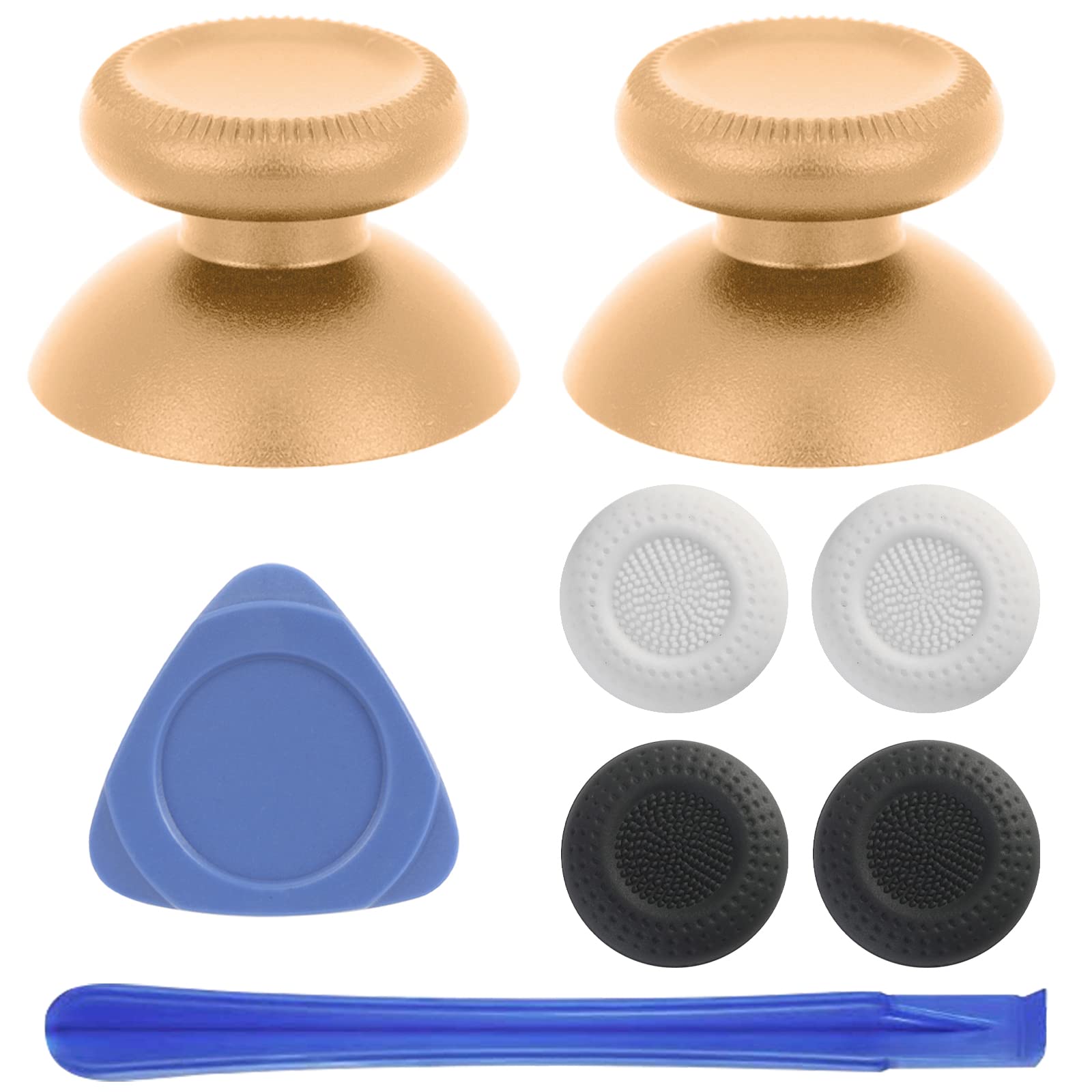 VRbrother 2Pcs Replacement Rocker Metal Analog Joystick Thumbstick Mushroom Caps Repair for Meta Oculus Quest 2 (Gold)