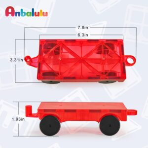 Anbalulu Magnetic Tiles Cars Set - 2 PCS Magnetic Tiles Magnet Toys, Educational Magnetic Cars Set Magnet Building Blocks Toddler Kids Toys for 3+ Year Old