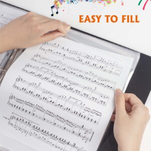 Sheet Music Folder, Letter Size Music Binder, 80 Pages Capacity, Writable Choir Folder, Fit 8.5 x 11 Paper, Black