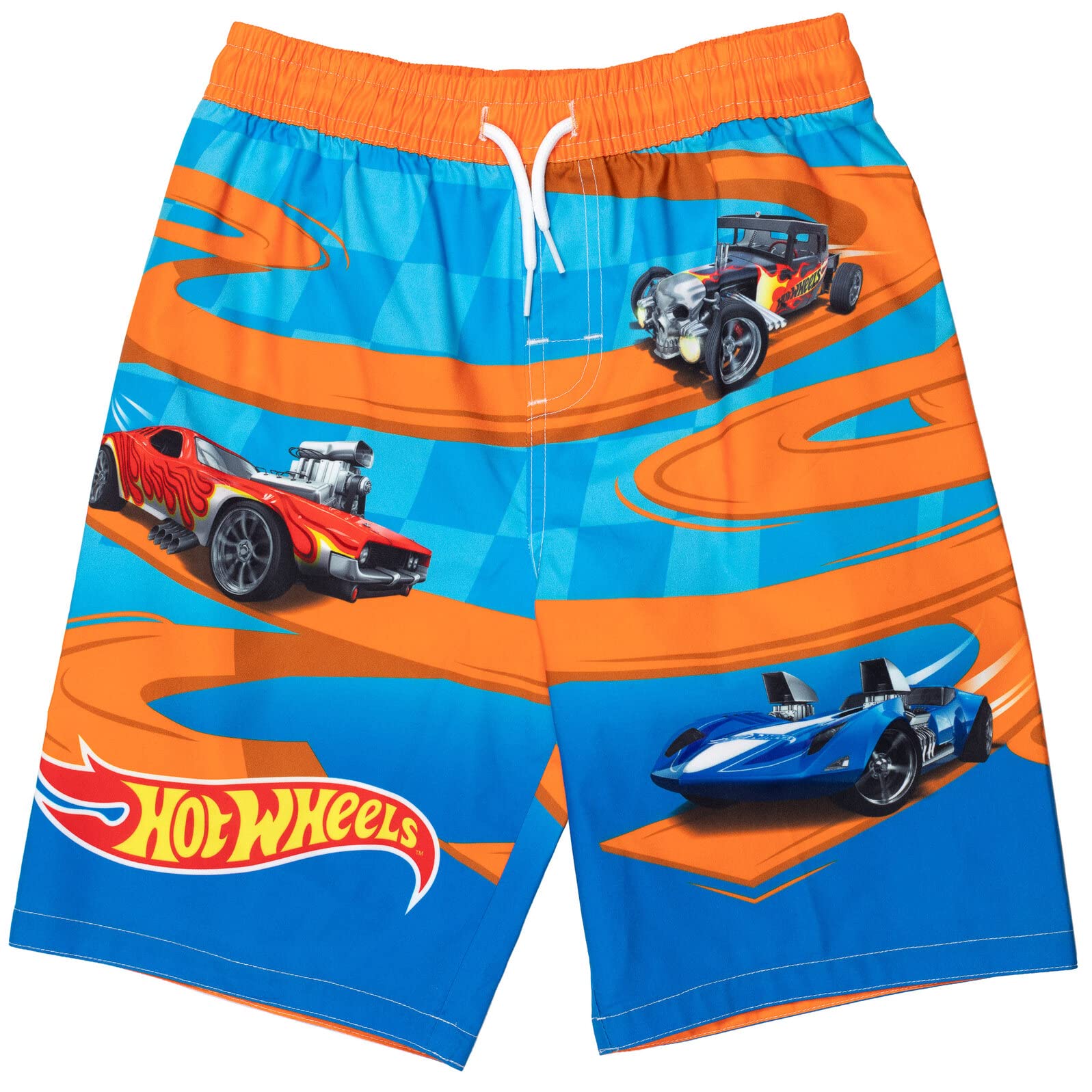 Hot Wheels Toddler Boys Raglan Pullover Swim Rash Guard Swim Trunks Blue 3T