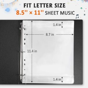 Sheet Music Folder, Letter Size Music Binder, 80 Pages Capacity, Writable Choir Folder, Fit 8.5 x 11 Paper, Black