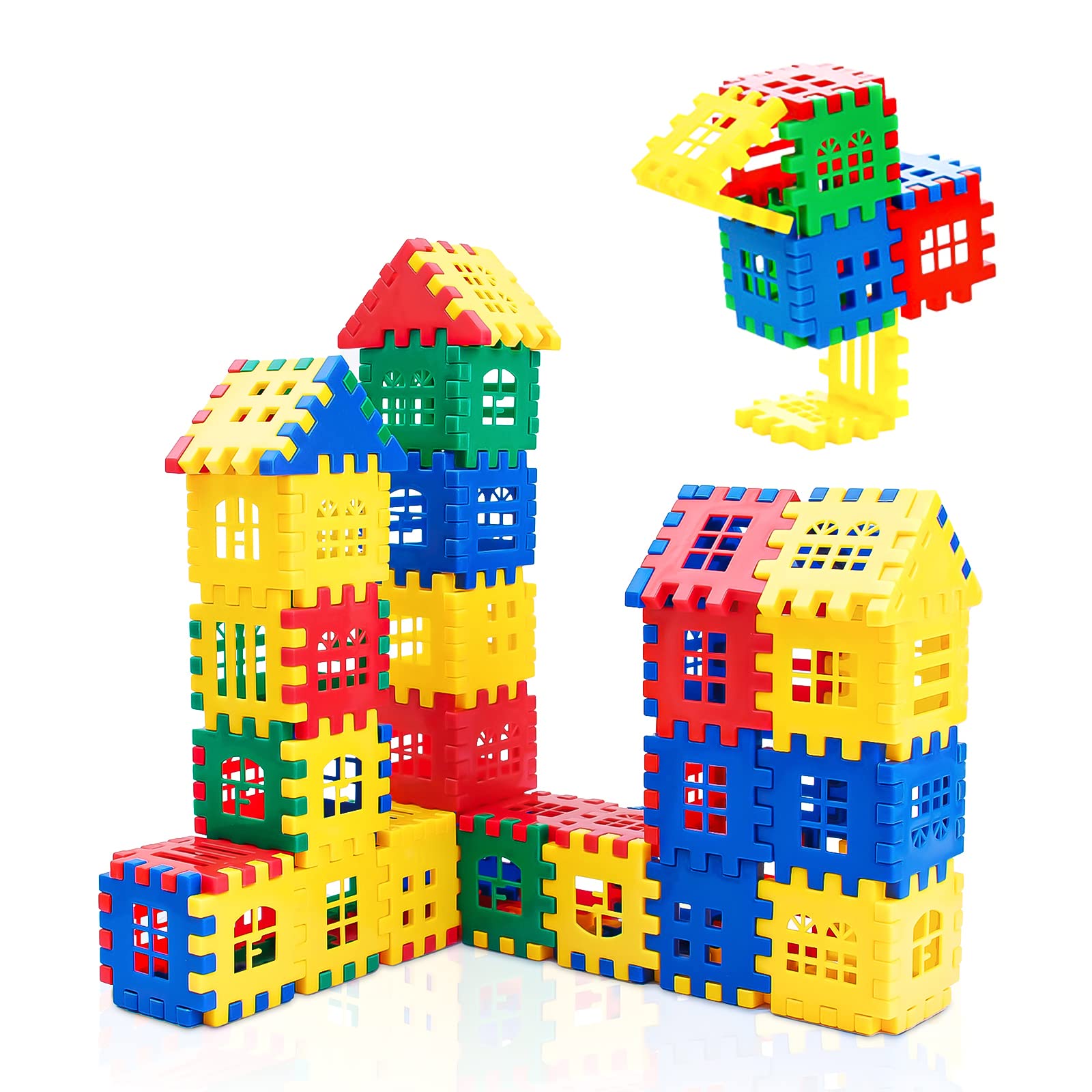 Building Block 80Pcs, Building Blocks for Toddlers 3-5,Children Building Toys,Fun Blocks for Toddlers,Waffle Blocks, Toy Stacking Block Sets