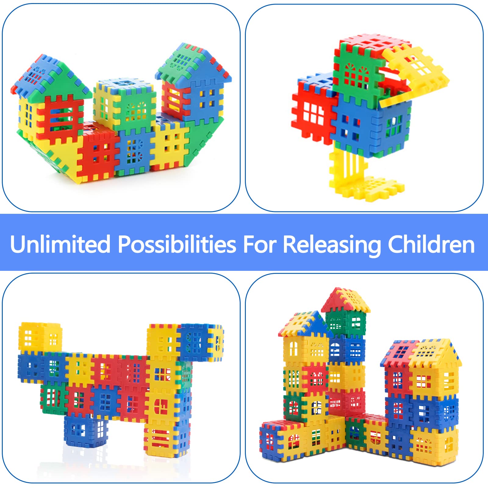 Building Block 80Pcs, Building Blocks for Toddlers 3-5,Children Building Toys,Fun Blocks for Toddlers,Waffle Blocks, Toy Stacking Block Sets