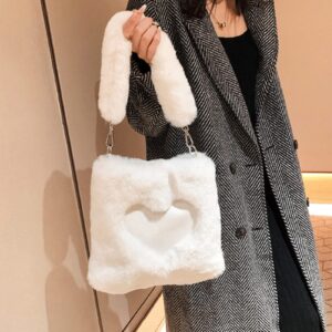 FAIRYSAN Fluffy Tote Bag Women Love Plush Shoulder Bag Furry Underarm Bag Crossbody Bag