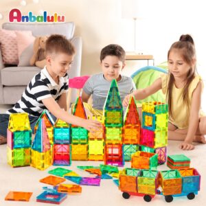 Anbalulu Magnetic Building Tiles, 134PCS Large Magnet Building Set,Magnetic Blocks, 3D STEM Stacking Toys, Magnets Toy for Kids Boys Girls