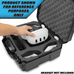 CASEMATIX Travel Case Compatible with Meta Quest 3 Elite Strap Bundle VR Gaming Headset & Accessories, Impact Resistant Shell and Precision Cut Shock Absorbing Foam Protects Meta 3