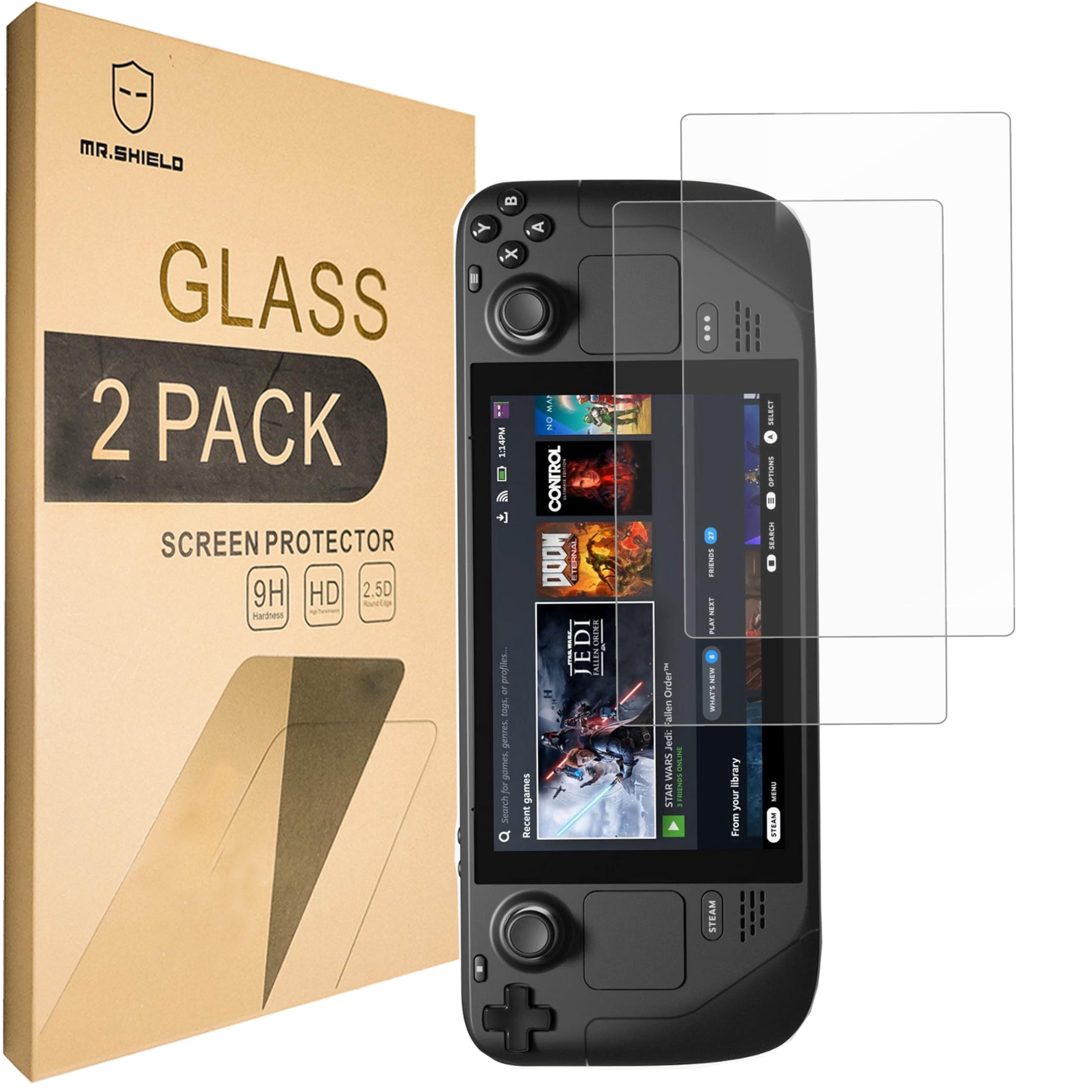 Mr.Shield Screen Protector For Steam Deck/Steam Deck OLED 2021 & 2022 & 2023 [Tempered Glass] [9H Hardness] [2-Pack] Screen Protector