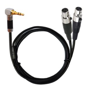 shuigu 3.5mm to dual mini xlr cable, dual mini 3pin xlr female to 3.5mm 1/8" trs male plug y audio cable for camera slr camera microphone (50cm/1.6ft)