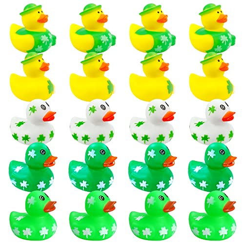 20 PCS St. Patrick's Day Rubber Ducks Assortment 5 Styles Shamrock Ducks,2 Inch Rubber Ducks for Kids,St. Patrick's Day Rubber Ducks in Bulk