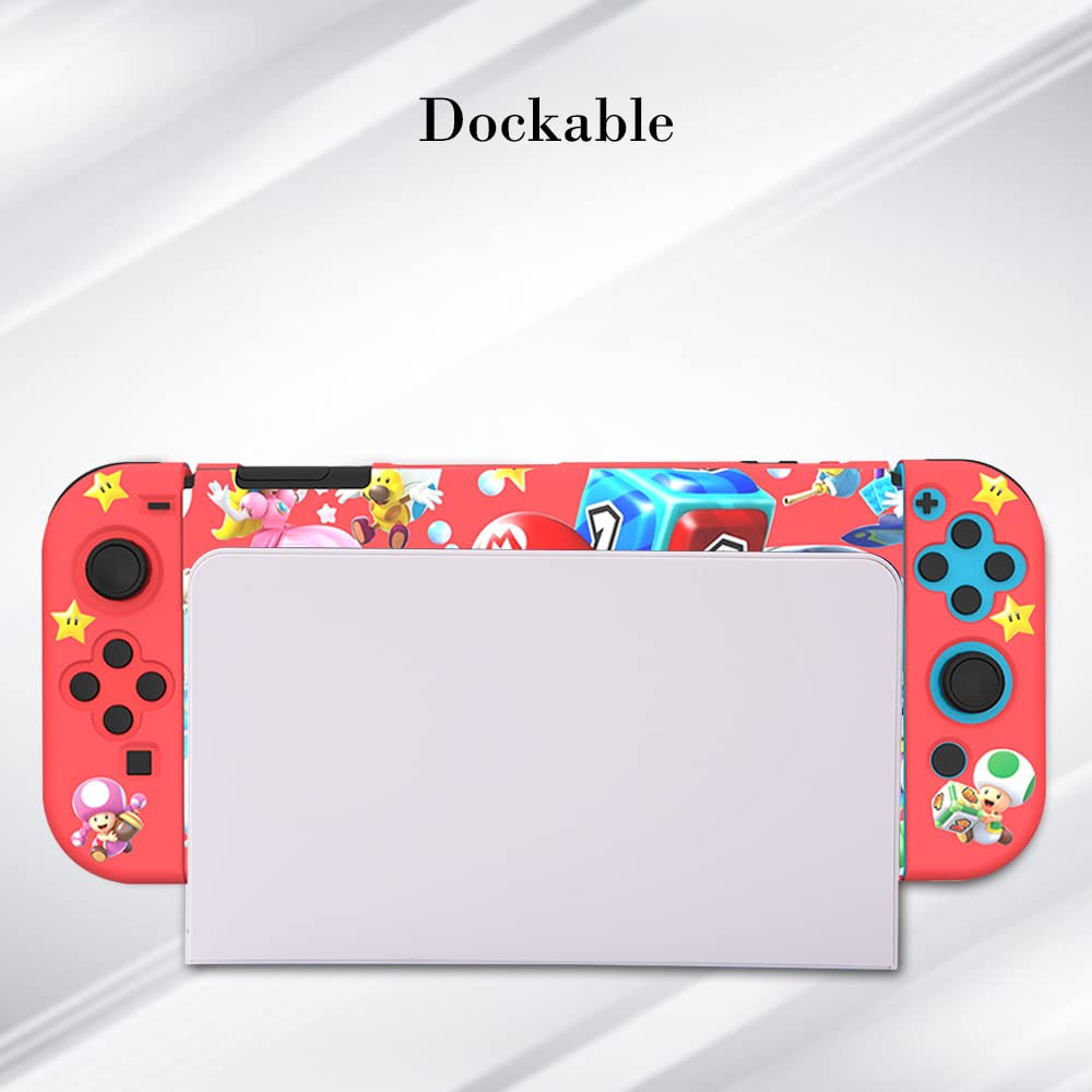 PERFECTSIGHT Protective Case Compatible with Nintendo Switch | Anti-Scratch Shockproof Slim Cover Case for NS Switch Joycon, Cute Mario Hard Shell Dockable Case, Party