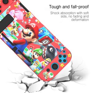 PERFECTSIGHT Protective Case Compatible with Nintendo Switch | Anti-Scratch Shockproof Slim Cover Case for NS Switch Joycon, Cute Mario Hard Shell Dockable Case, Party