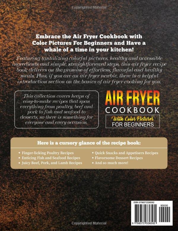 Air Fryer Cookbook with Color Pictures For Beginners: 365 Days Healthy, Fresh and Foolproof Air Fryer Recipes for Smart People on a Budget incl. Tasty Desserts Special