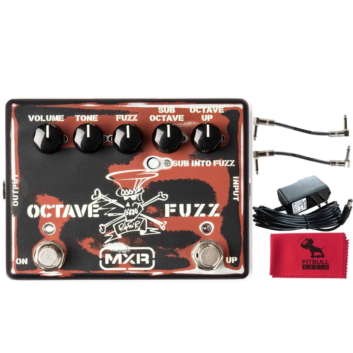 Dunlop MXR SF01 Slash Octave Fuzz Guitar Effects Pedal w/Power Supply, Patch Cables & Cloth