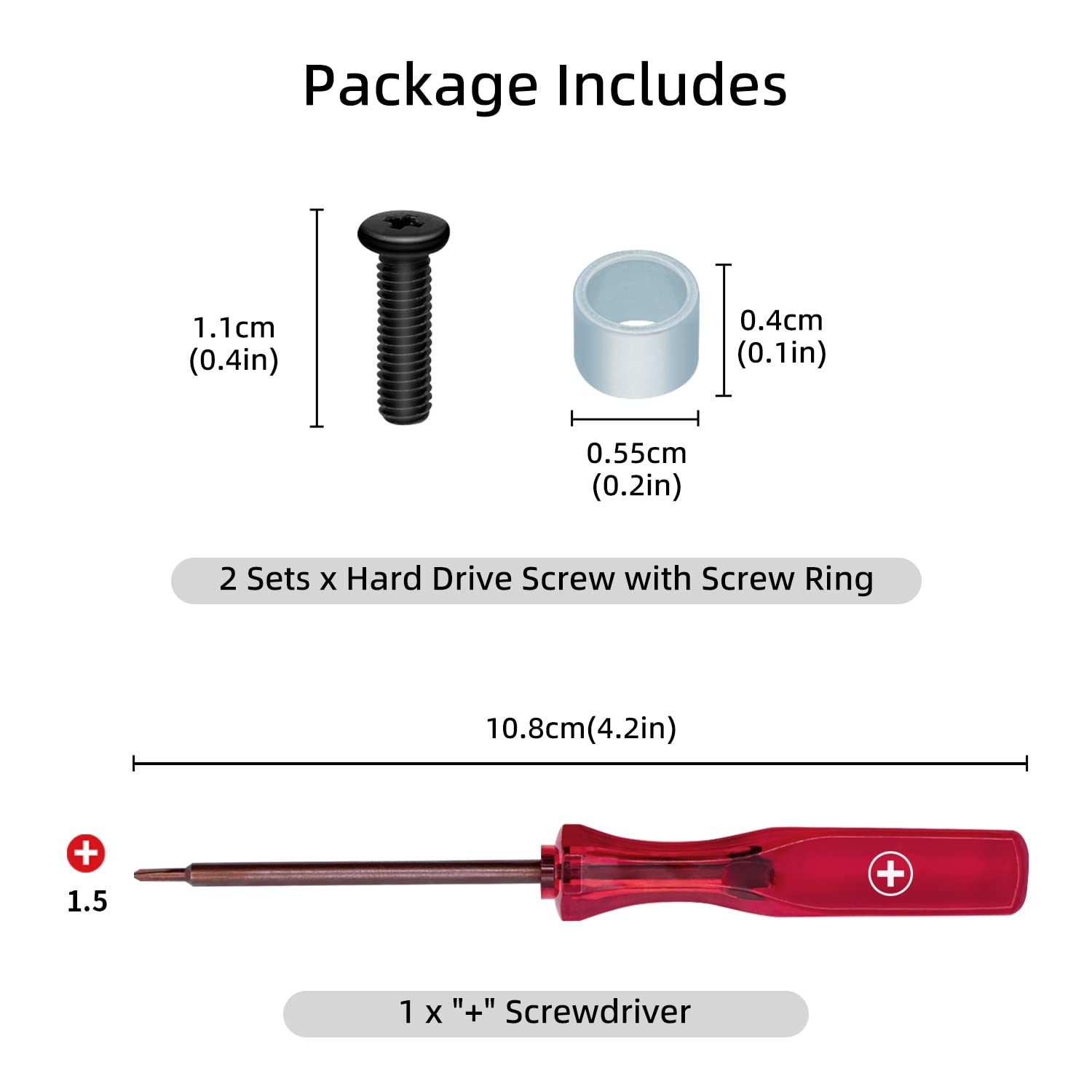 Mcbazel 2Pcs PS5 SSD Screw and 2Pcs Ring Replacement with Screwdriver for PS5, Solid State Drive Repair Accessories (NOT for PS5 Slim)