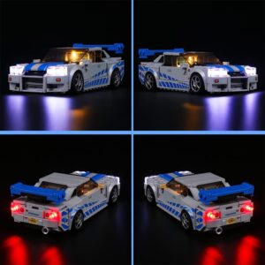 VONADO LED Light Kit Compatible with Lego Fast and Furious Cars 76917, DIY Lighting Compatible with Nissan Skyline GT-R (R34) Lego 76917 (NO Model,ONLY Light)