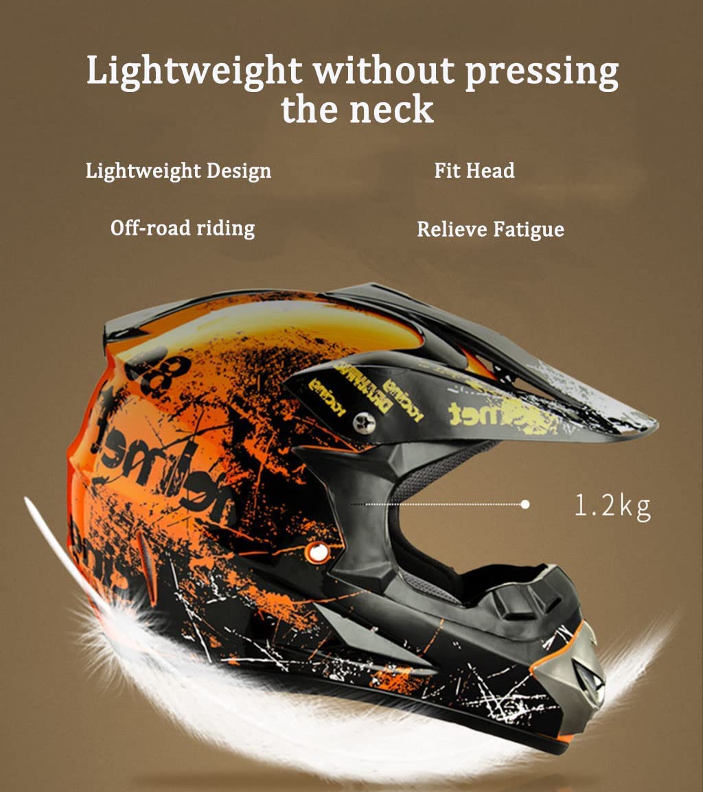 Adult Dirt Bike Motocross ATV Bluetooth Motorcycle Helmet, Youth Kids Four Wheeler Off-Road Mountain Bikes MTB MX Racing Crash Helmets DOT Approved Outdoor Sport Protective Helmet -B-Small