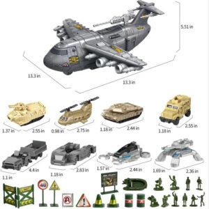 Hadooqn Military Airplane Toys for Boys,Army Toys for Boys Age 4-7,Military Toys with 8 Vehicles,Army Men,Helicopter Toys for Kids Boys Girls Birthday Gifts