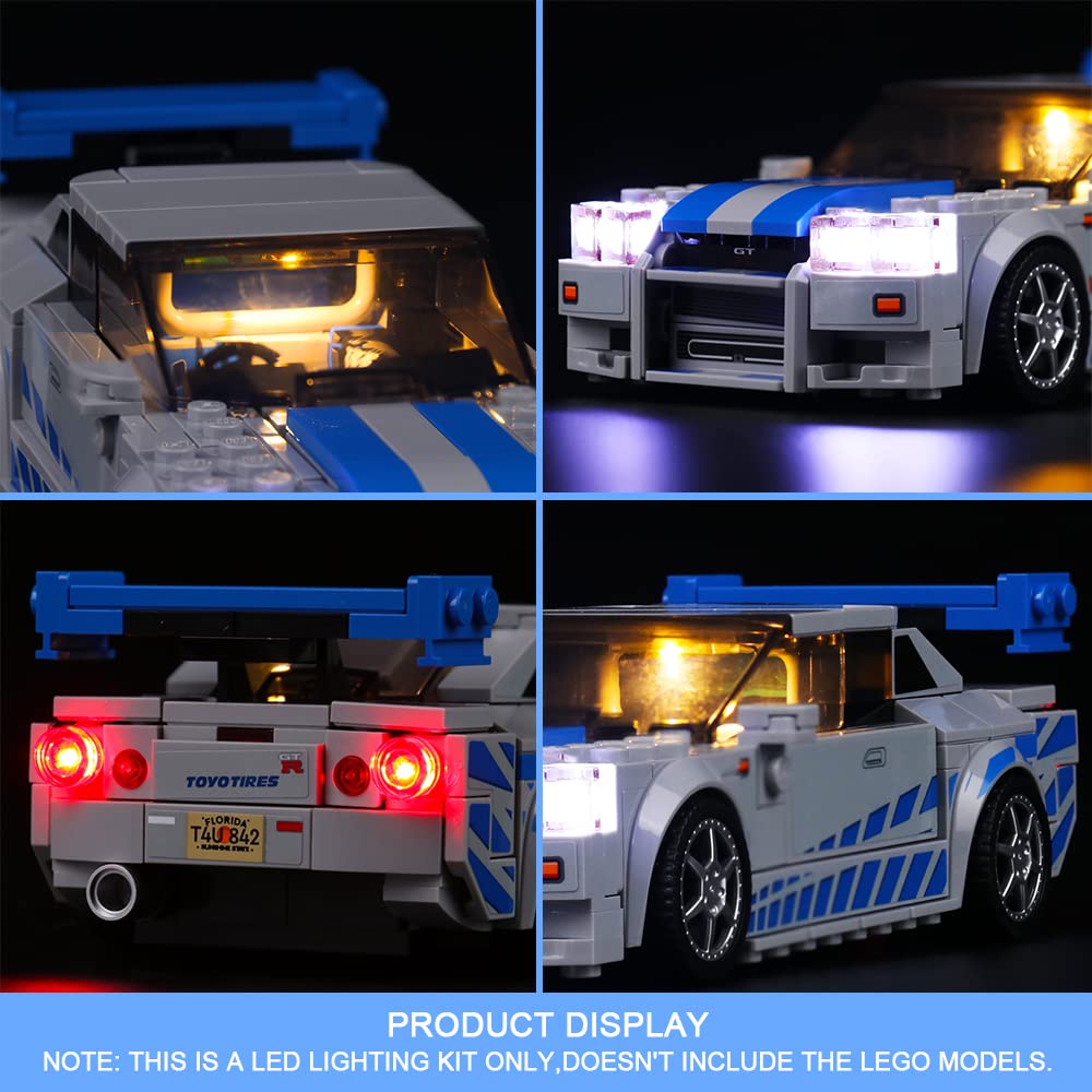 VONADO LED Light Kit Compatible with Lego Fast and Furious Cars 76917, DIY Lighting Compatible with Nissan Skyline GT-R (R34) Lego 76917 (NO Model,ONLY Light)