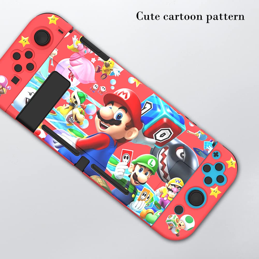 PERFECTSIGHT Protective Case Compatible with Nintendo Switch | Anti-Scratch Shockproof Slim Cover Case for NS Switch Joycon, Cute Mario Hard Shell Dockable Case, Party