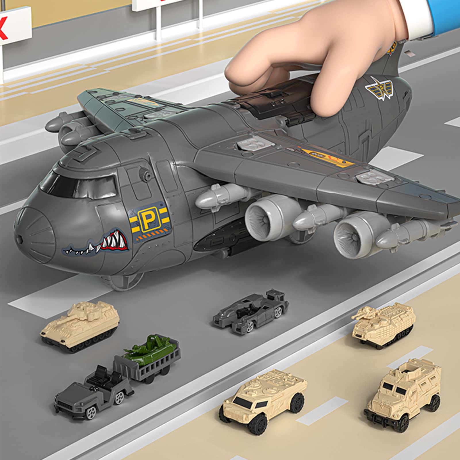 Hadooqn Military Airplane Toys for Boys,Army Toys for Boys Age 4-7,Military Toys with 8 Vehicles,Army Men,Helicopter Toys for Kids Boys Girls Birthday Gifts