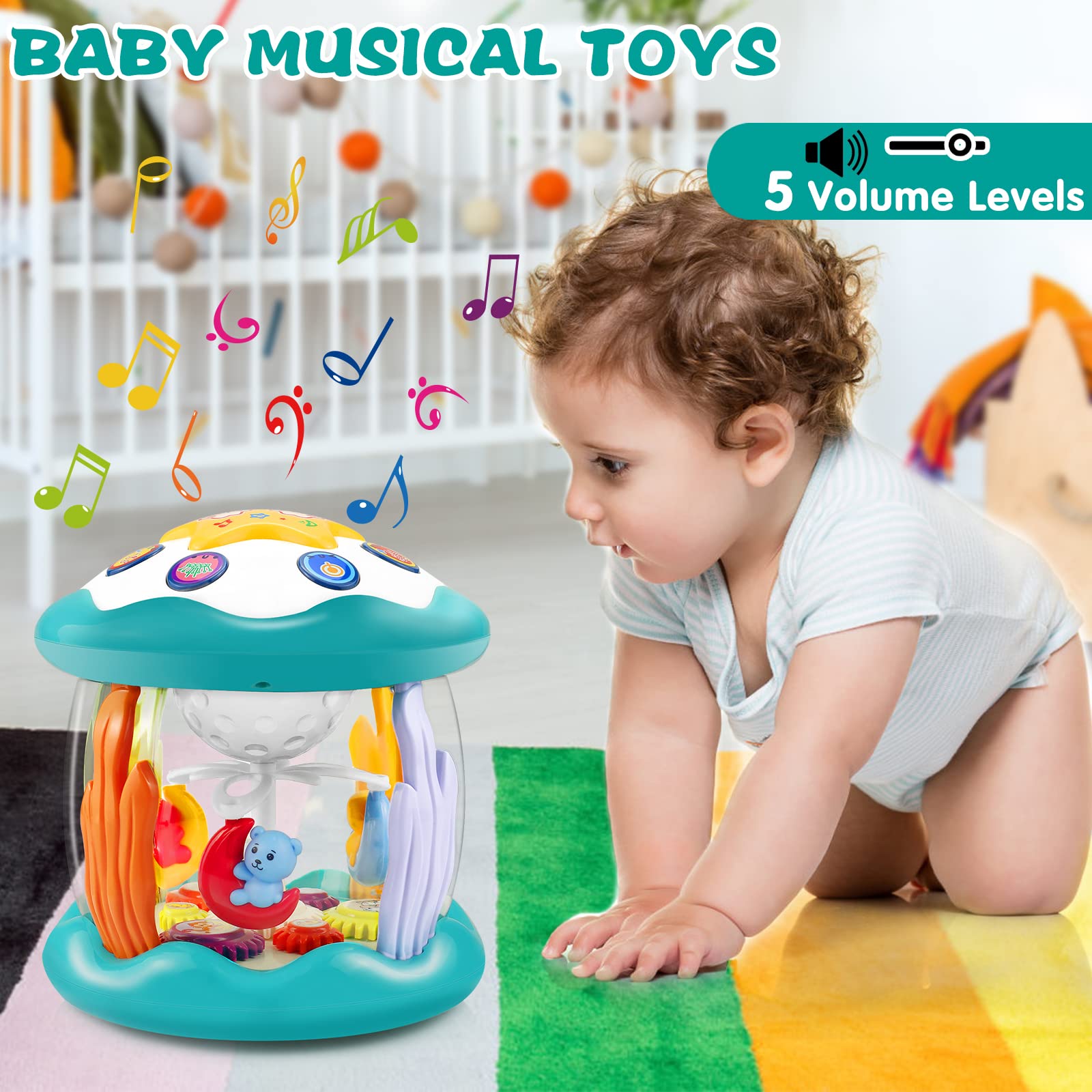 Cozybuy Baby Toys 6 to 12 Months, Musical Toys for Babies 6-12 Months, Light Up Crib Toys for Infants 0-6-12 Months, Crawling Learning Infant Toys 0-18 Month Toddlers 1 2 3 Year Old Boy Girl