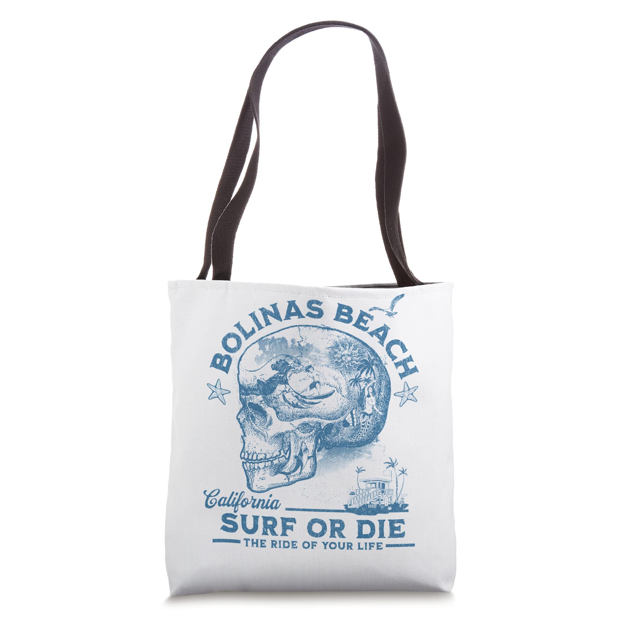 Bolinas Beach Surfing Girl Pacific Ocean Surf Board Men Boy Tote Bag